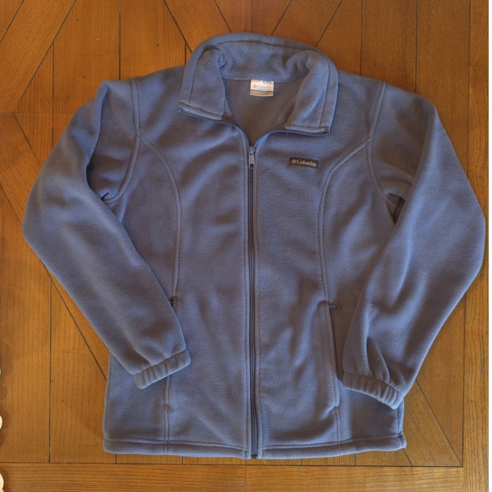 Columbia Womens Full Zip Fleece Jacket Blue Size L Benton Springs Mock Neck